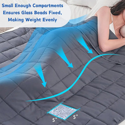 Weighted Blanket Comfortable Weighted Blankets with Glass Beads,10 Lbs, 40"X60", Twin Size, Grey, Cooling Weighted Blankets for Adults All-Season